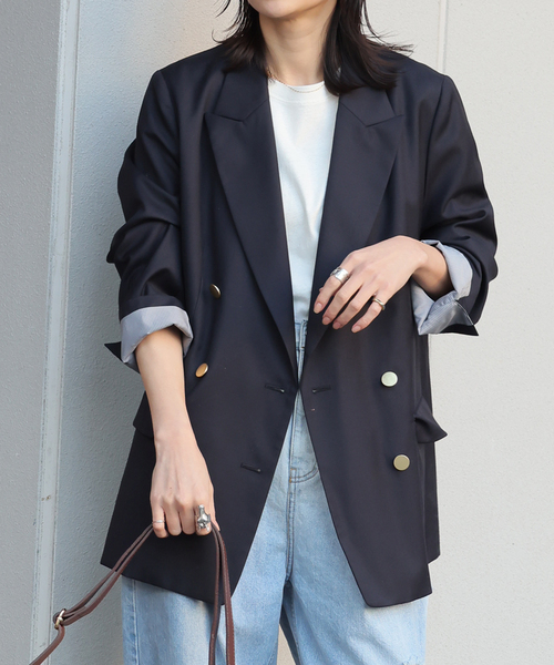 JOURNAL STANDARD（ジャーナルスタンダード）の「《追加3》ダブルブレステッドジャケット（テーラードジャケット・レディース・ブラック/ネイビー・36/38）」の14枚目の写真