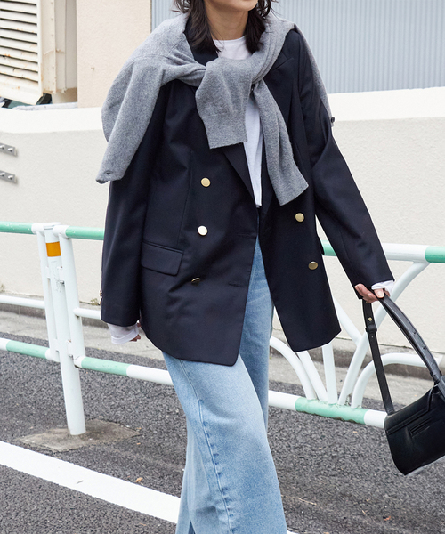 JOURNAL STANDARD（ジャーナルスタンダード）の「《追加3》ダブルブレステッドジャケット（テーラードジャケット・レディース・ブラック/ネイビー・36/38）」の21枚目の写真