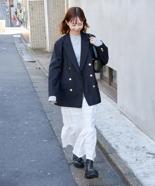 JOURNAL STANDARD（ジャーナルスタンダード）の「《追加3》ダブルブレステッドジャケット（テーラードジャケット・レディース・ブラック/ネイビー・36/38）」の22枚目の写真