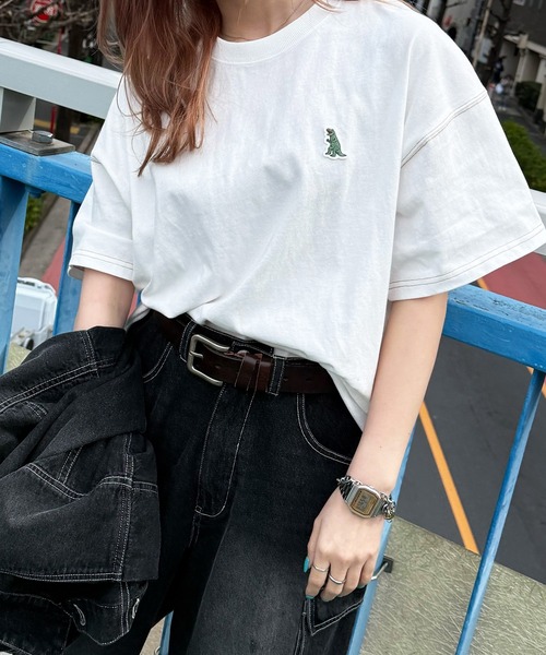 DOUBLE NAME（ダブルネーム）の「【m:rex】ミニ恐竜ワッペンBIG TEE/ユニセックス（Tシャツ/カットソー・レディース・ブラック/オフホワイト/グリーン・FREE）」の15枚目の写真