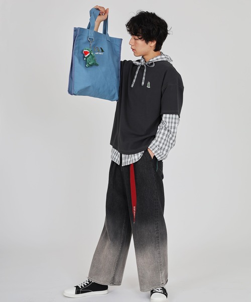 DOUBLE NAME（ダブルネーム）の「【m:rex】ミニ恐竜ワッペンBIG TEE/ユニセックス（Tシャツ/カットソー・レディース・ブラック/オフホワイト/グリーン・FREE）」の17枚目の写真