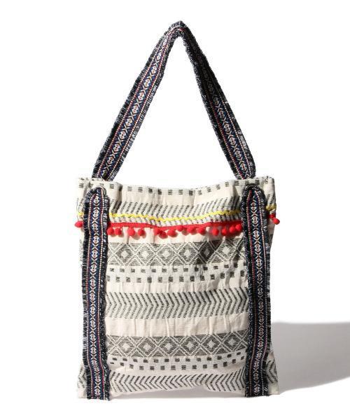 Ray BEAMS(レイビームス)の「Ctrl freak / チロリアン ワンショルダー(トートバッグ・レディース・ブラック/ピンク・ONE SIZE)」の6枚目の写真