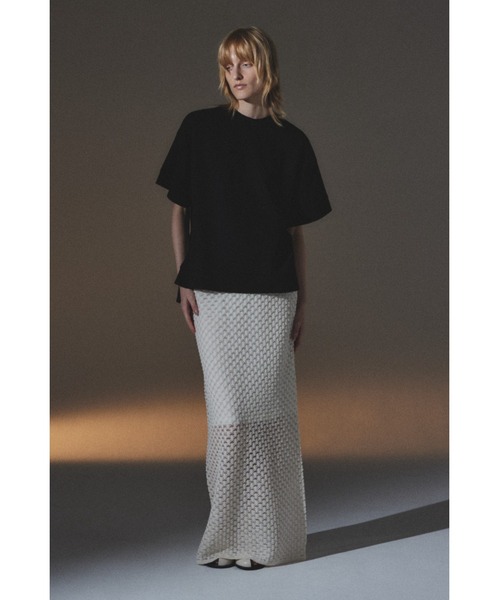 RIM.ARK(リムアーク)の「Lace knit SK レースニットスカート(スカート・レディース・ブラック/オフホワイト/グレイッシュベージュ・38/36)」の5枚目の写真