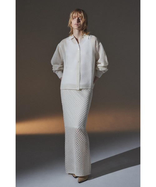 RIM.ARK(リムアーク)の「Lace knit SK レースニットスカート(スカート・レディース・ブラック/オフホワイト/グレイッシュベージュ・38/36)」の6枚目の写真