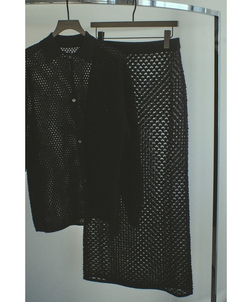 RIM.ARK(リムアーク)の「Lace knit SK レースニットスカート(スカート・レディース・ブラック/オフホワイト/グレイッシュベージュ・38/36)」の7枚目の写真