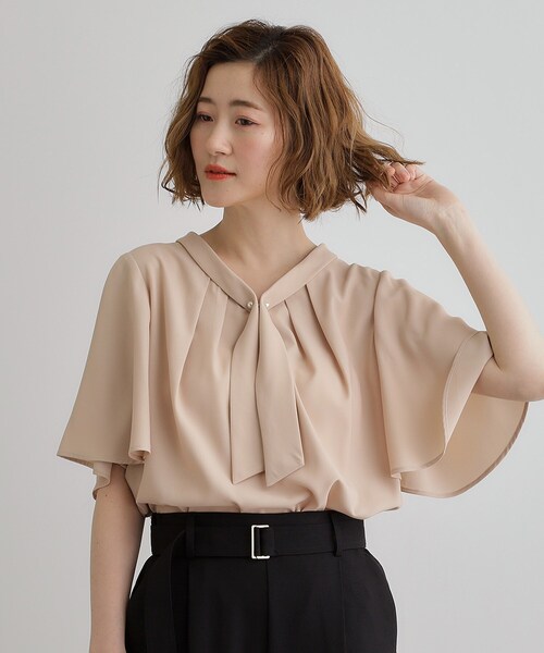 grove（グローブ）の「【華やか】パール調ピン付きボウタイブラウス（シャツ/ブラウス・レディース・オフホワイト/ホワイト系3/ネイビー/ピンク・02/01/03/04/05）」の19枚目の写真