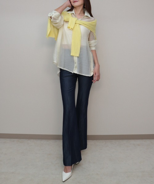 AMBIENT（アンビエント）の「スパンコールヤーンシアーリブニットカーディガン（カーディガン/ボレロ・レディース・ベージュ/ブラック/イエロー/ミント・FREE）」の7枚目の写真