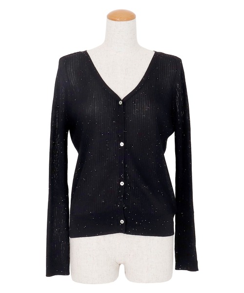 AMBIENT（アンビエント）の「スパンコールヤーンシアーリブニットカーディガン（カーディガン/ボレロ・レディース・ベージュ/ブラック/イエロー/ミント・FREE）」の12枚目の写真