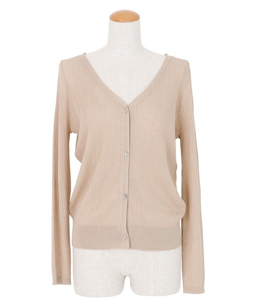 AMBIENT（アンビエント）の「スパンコールヤーンシアーリブニットカーディガン（カーディガン/ボレロ・レディース・ベージュ/ブラック/イエロー/ミント・FREE）」の13枚目の写真