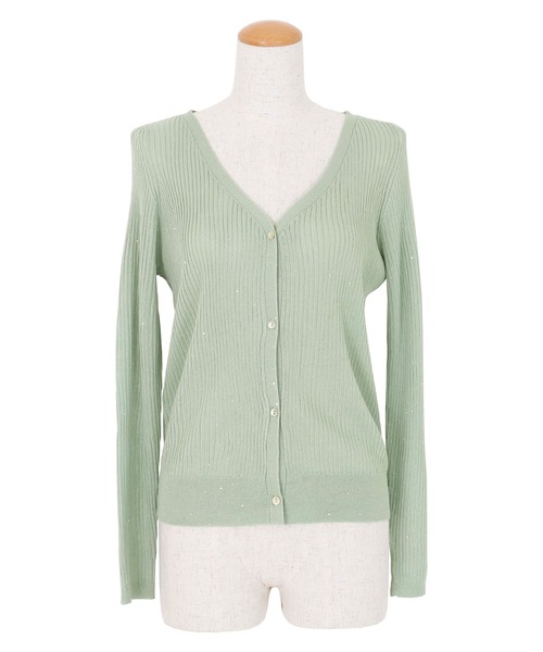 AMBIENT（アンビエント）の「スパンコールヤーンシアーリブニットカーディガン（カーディガン/ボレロ・レディース・ベージュ/ブラック/イエロー/ミント・FREE）」の14枚目の写真