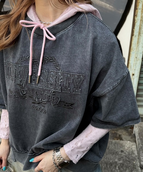 tシャツ USED加工パッチワークTEE レディース セール】USED加工パッチワークTEE（Tシャツ/カットソー