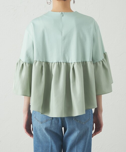 CAST:（キャストコロン）の「【1枚で着映える】タフタコンビウェーブカットソー（Tシャツ/カットソー・レディース・ホワイト/ブラック/グリーン・M）」の12枚目の写真