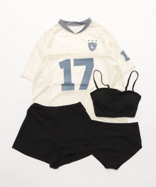 tシャツ&パンツ&水着上下(4点セット) セール】カバーTシャツ＆ショートパンツ付スポーティタンキニ