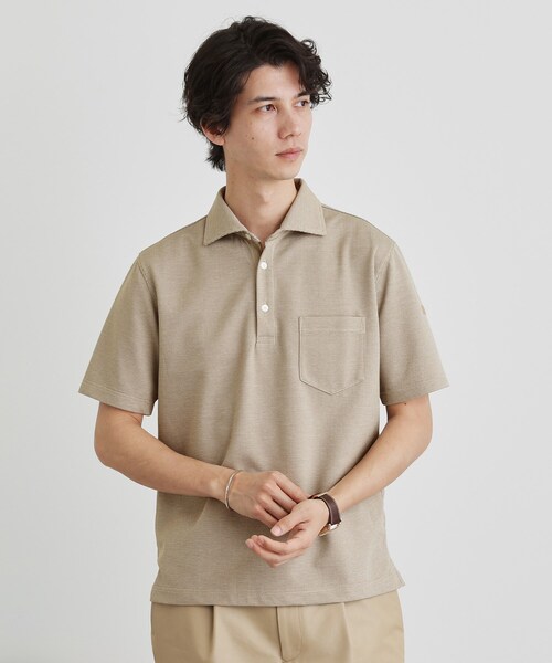 TAKEO KIKUCHI(タケオキクチ)の「千鳥柄ポロシャツ(ポロシャツ・メンズ・ベージュ系その他2/ブラック系3/ネイビー系3・04/03/02)」の1枚目の写真