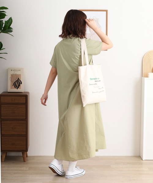 Anna Nicola(アンナニコラ)の「Anna Nicola アシメ切り替え半袖ポロ衿ワンピース(ワンピース・レディース・カーキ/マスタード/ブラック・38)」の7枚目の写真