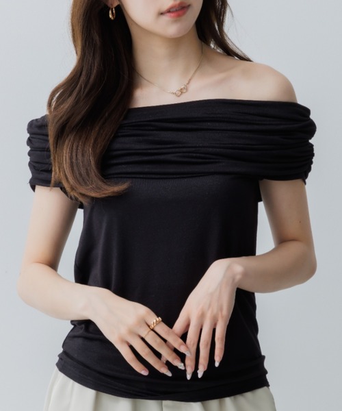 tシャツ drape rame off shoulder（ドレープラメオフショルダー） レディース drape rame off shoulder（ドレープラメオフショルダー）（T