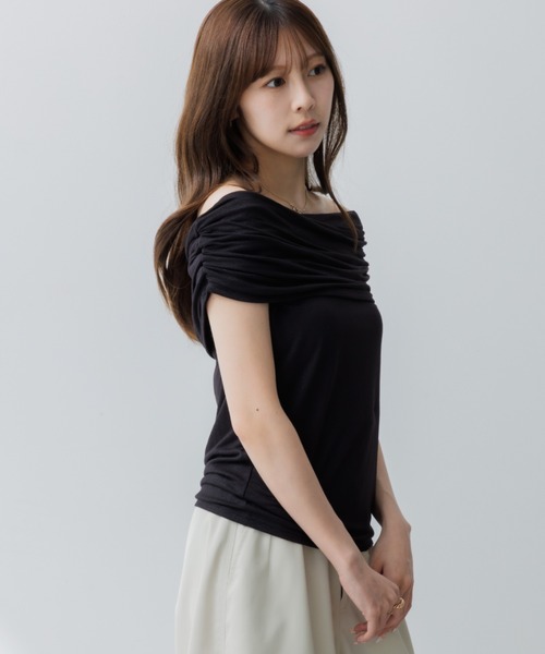 drape rame off shoulder（ドレープラメオフショルダー）（T