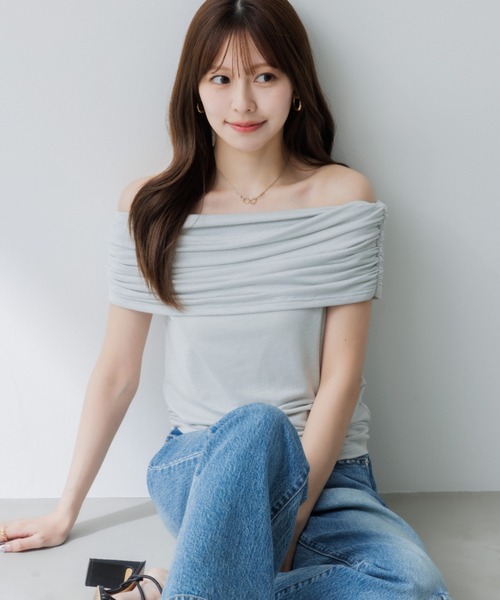 tシャツ drape rame off shoulder（ドレープラメオフショルダー） レディース drape rame off shoulder（ドレープラメオフショルダー）（T