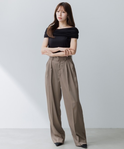 drape rame off shoulder（ドレープラメオフショルダー）（T