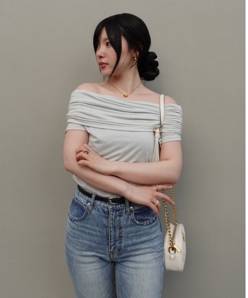 tシャツ drape rame off shoulder（ドレープラメオフショルダー） レディース drape rame off shoulder（ドレープラメオフショルダー）（T