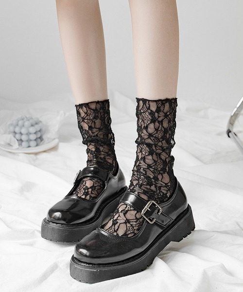 セール】【 Port / ポート 】 フラワー レース シアー ソックス