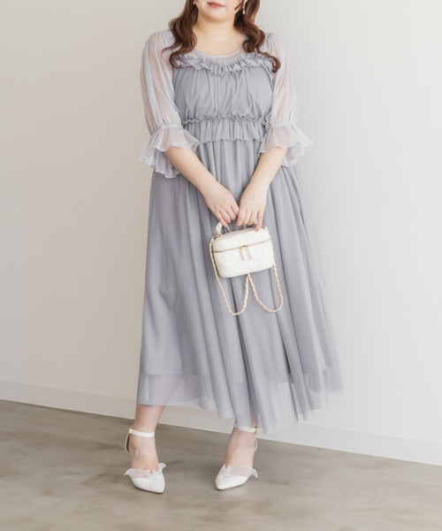 CLETTEオリジナル☆フリルデザインチュールワンピースドレス
