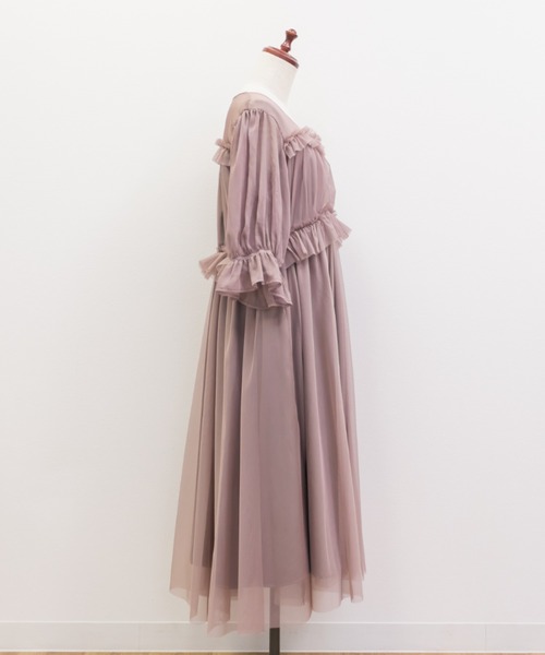 フリルデザインチュールワンピースドレス（ドレス）｜CLETTE