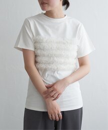 VENCEEXCHANGE（ヴァンスエクスチェンジ）の「天竺チュールフリルビスチェ見えTシャツ（Tシャツ/カットソー）」