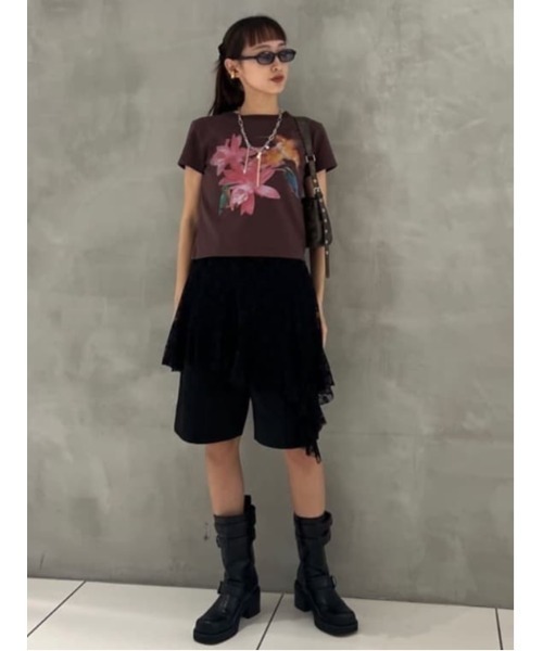 THROW by SLY(スローバイスライ)の「THROW GIFT C/P HALF PT ギフト センタープレス ハーフパンツ(スウェットパンツ・レディース・ブラック/ブラウン・0/1)」の21枚目の写真