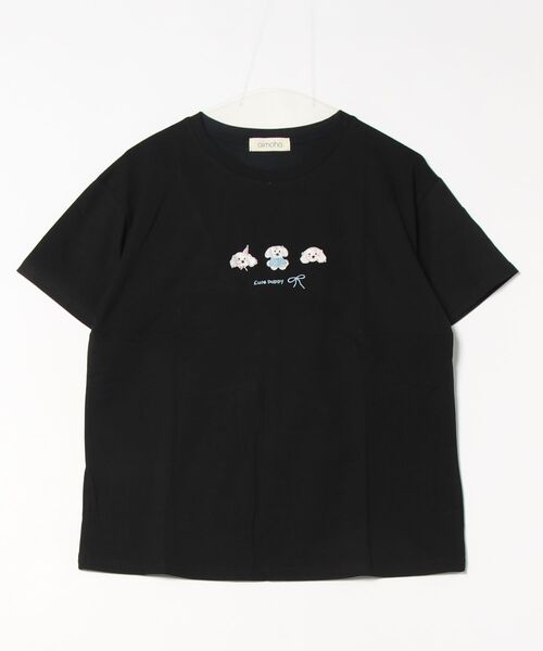 aimoha(アイモハ)の「ワンポイント刺繍Tシャツ(Tシャツ/カットソー・レディース・ブラック/ピンク/ホワイト/ライトグリーン/ライトグレー/イエロー/パープル・FREE)」の22枚目の写真
