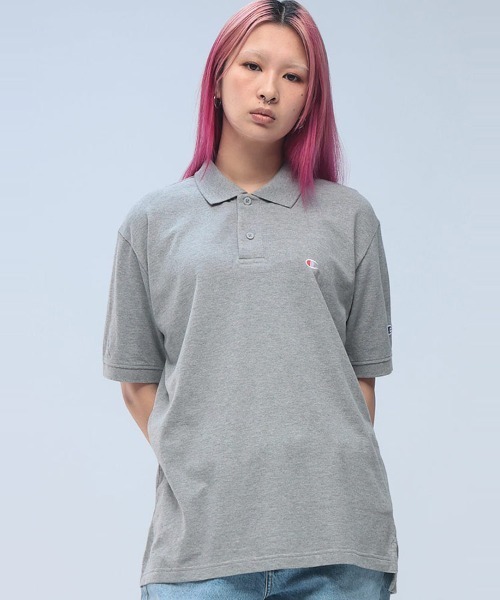 Champion(チャンピオン)の「Champion 鹿の子ポロ 綿100% ワンポイント ロゴ 半袖 C3Z358(ポロシャツ・メンズ・ホワイト/ブラック/ネイビー/グレー・LL/M/L)」の4枚目の写真