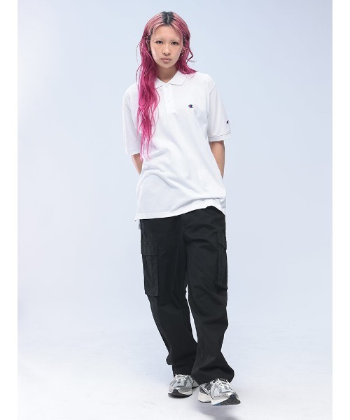 Champion(チャンピオン)の「Champion 鹿の子ポロ 綿100% ワンポイント ロゴ 半袖 C3Z358(ポロシャツ・メンズ・ホワイト/ブラック/ネイビー/グレー・LL/M/L)」の6枚目の写真