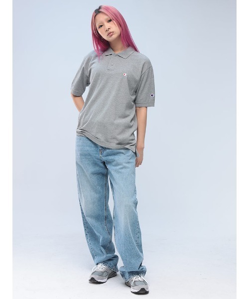 Champion(チャンピオン)の「Champion 鹿の子ポロ 綿100% ワンポイント ロゴ 半袖 C3Z358(ポロシャツ・メンズ・ホワイト/ブラック/ネイビー/グレー・LL/M/L)」の19枚目の写真