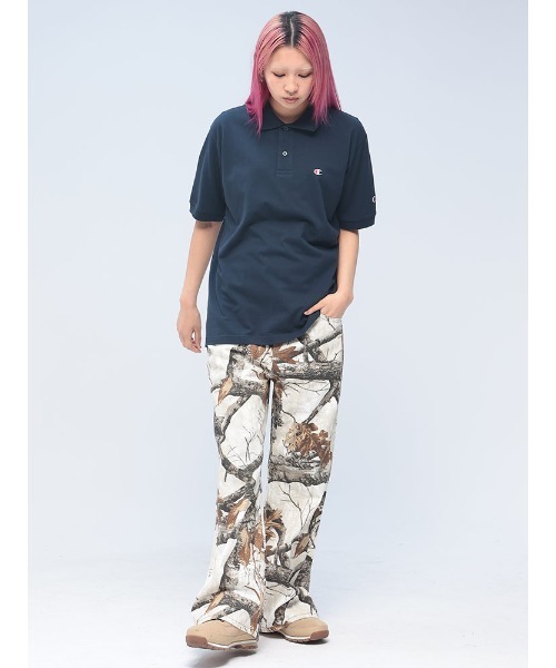 Champion(チャンピオン)の「Champion 鹿の子ポロ 綿100% ワンポイント ロゴ 半袖 C3Z358(ポロシャツ・メンズ・ホワイト/ブラック/ネイビー/グレー・LL/M/L)」の18枚目の写真