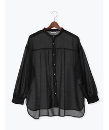 Te chichi TERRASSE | パール釦バンドカラーシアーシャツ(シャツ/ブラウス)