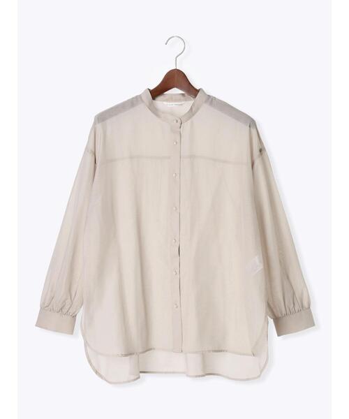 Te chichi TERRASSE（テチチテラス）の「パール釦バンドカラーシアーシャツ（シャツ/ブラウス・レディース・ネイビー/ベージュ/ブラウン/ブラック・F）」の10枚目の写真