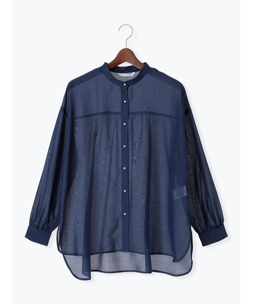 Te chichi TERRASSE（テチチテラス）の「パール釦バンドカラーシアーシャツ（シャツ/ブラウス・レディース・ネイビー/ベージュ/ブラウン/ブラック・F）」の11枚目の写真