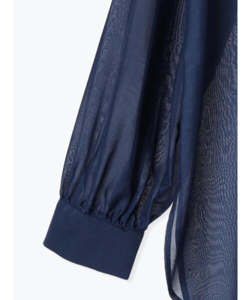 Te chichi TERRASSE（テチチテラス）の「パール釦バンドカラーシアーシャツ（シャツ/ブラウス・レディース・ネイビー/ベージュ/ブラウン/ブラック・F）」の14枚目の写真