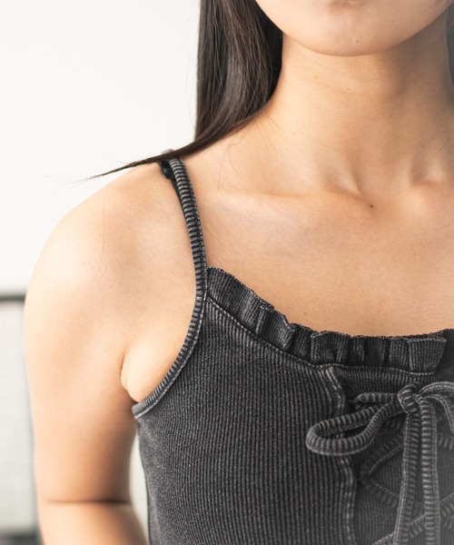 WEGO（ウィゴー）の「WEGO/レースアップデザインキャミ（キャミソール・レディース・スミクロ/ホワイト・FREE）」の5枚目の写真