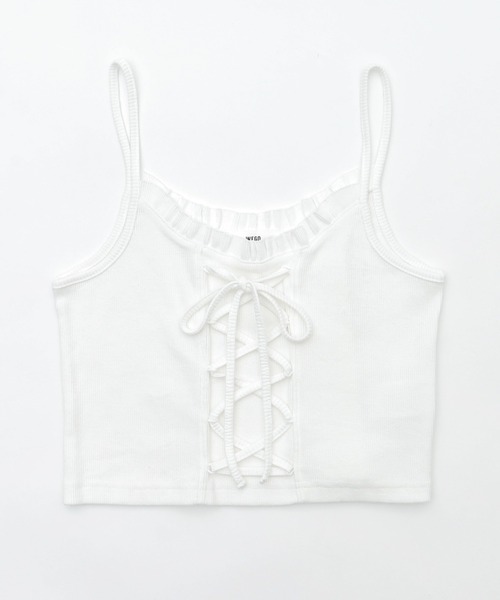 WEGO（ウィゴー）の「WEGO/レースアップデザインキャミ（キャミソール・レディース・スミクロ/ホワイト・FREE）」の18枚目の写真