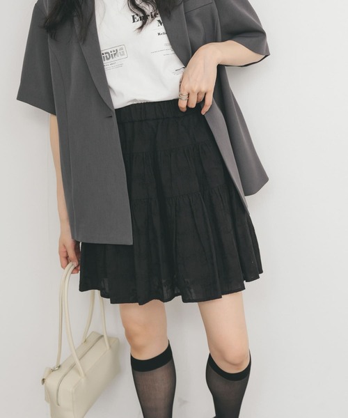 KBF（ケイビーエフ）の「エンブロイダリーミニスカート（スカート・レディース・ブラック/オフホワイト・ONE）」の14枚目の写真