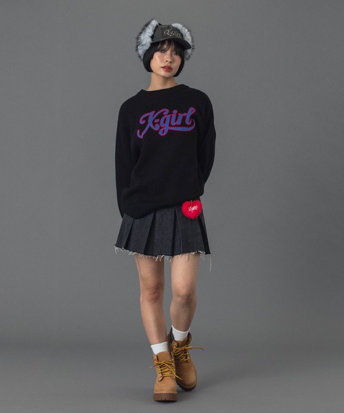 ガール・ガール・ガール XG MONOGRAM LOGO JACQUARD KNIT TOP（ニット/セーター）｜X