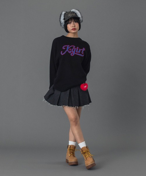 ガール・ガール・ガール XG MONOGRAM LOGO JACQUARD KNIT TOP（ニット/セーター）｜X
