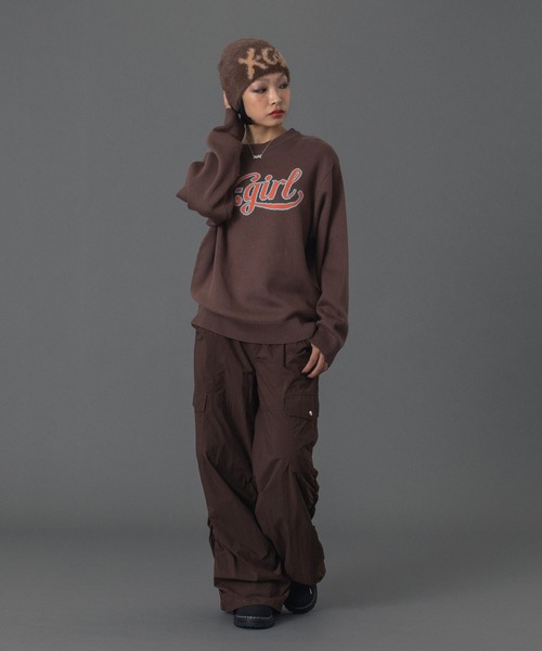 X-girl(エックスガール)の「LETTERING LOGO JACQUARD KNIT TOP(ニット/セーター・レディース・ブラック/ネイビー/ブラウン・ONE SIZE)」の10枚目の写真