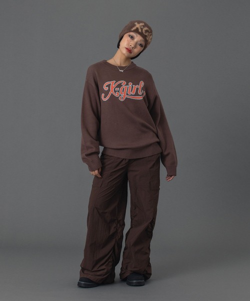 X-girl(エックスガール)の「LETTERING LOGO JACQUARD KNIT TOP(ニット/セーター・レディース・ブラック/ネイビー/ブラウン・ONE SIZE)」の11枚目の写真