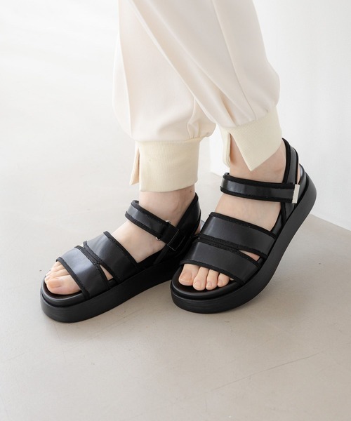 セール】ソフトフェイクレザ－フィットサンダル/451938