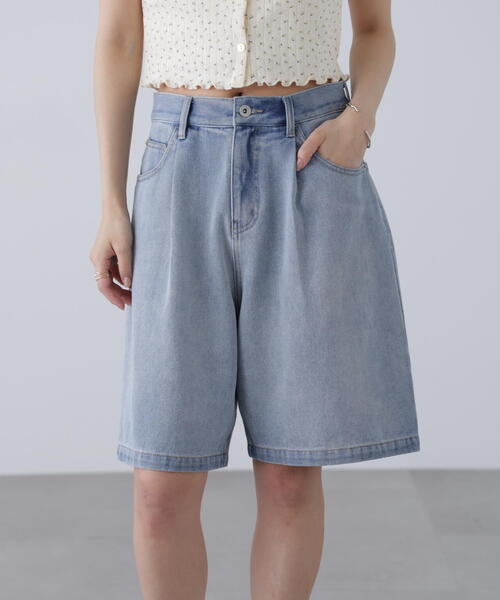 FREE'S MART（フリーズマート）の「◆タックハーフデニムパンツ（デニムパンツ・レディース・ブラウン系その他/ブルー系その他・SMALL/MEDIUM）」の17枚目の写真