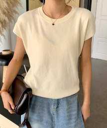 everycoco（エブリーココ）の「クルーネックフレンチスリーブ半袖ニット（ニット/セーター）」