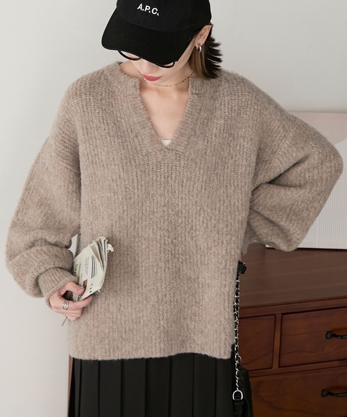 BONLECILL(ボンルシール)の「もちもちスキッパーニットプルオーバー(ニット/セーター・レディース・チャコールグレー/オフホワイト/グリーン/モカ・FREE)」の21枚目の写真