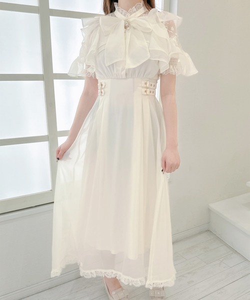 ボウタイリボンシアーワンピース（ワンピース）｜couture BY